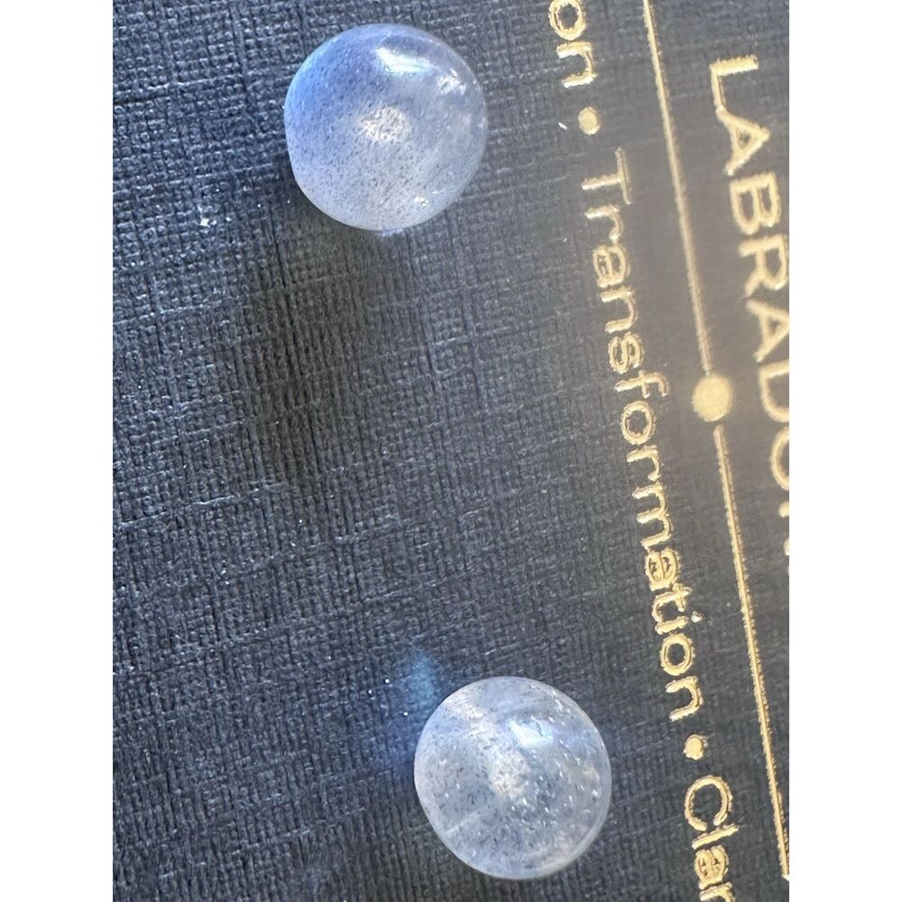 14k Solid Yellow Gold Labradorite Stud Earrings - image 4